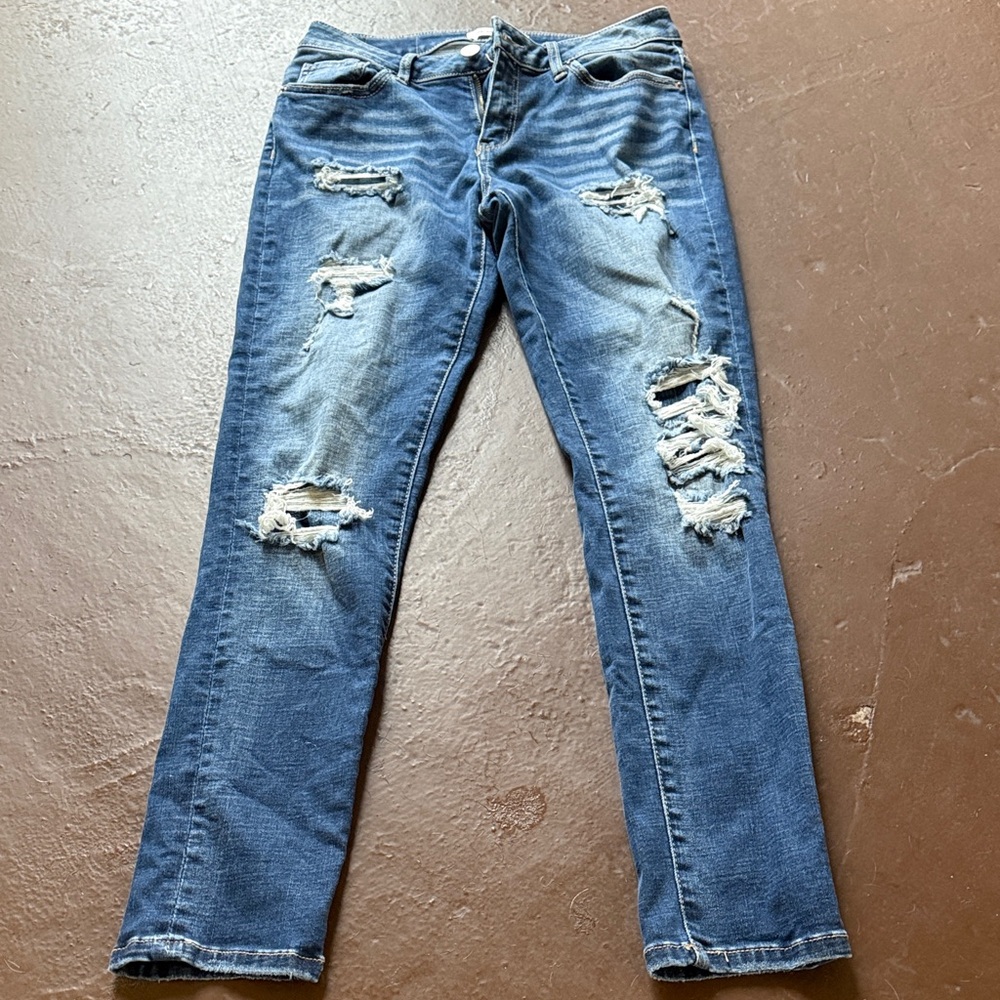 Buckle Women's Ripped Blue Skinny Jeans